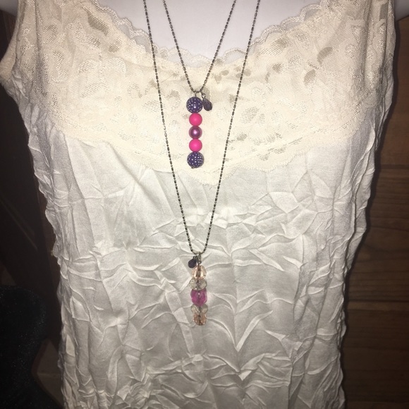 Purple & pink pendant on silver chain NWT - Picture 4 of 4